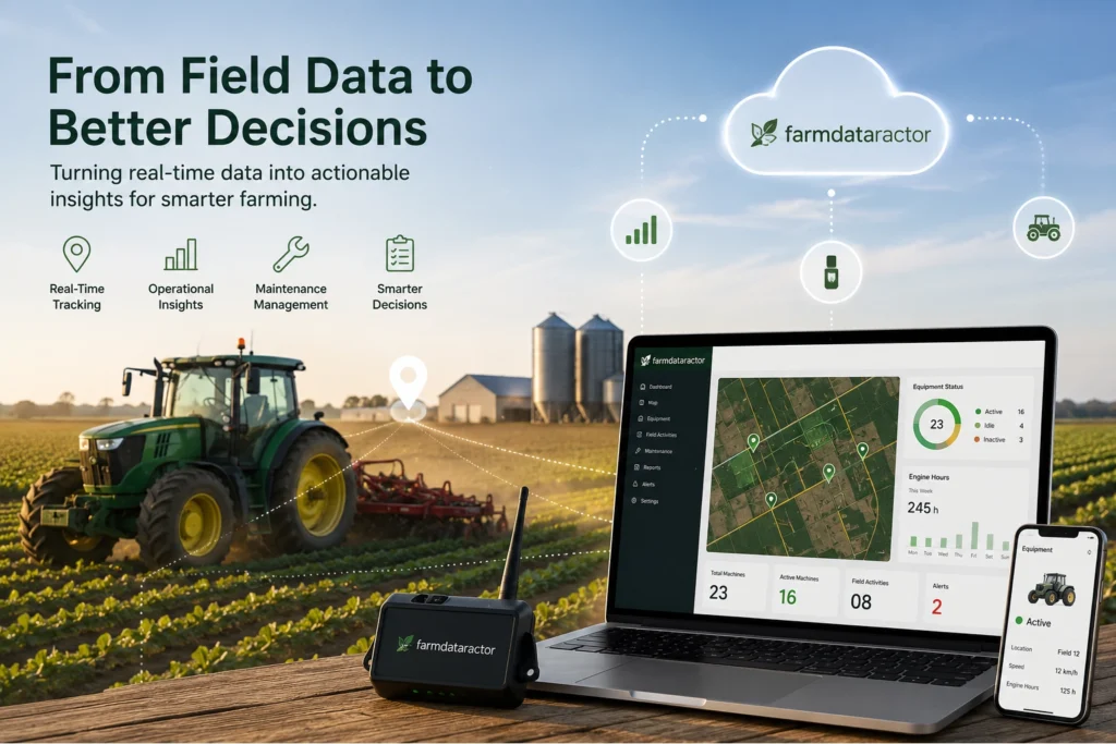 Transform farm data into actionable insights with real-time equipment tracking, field monitoring and connected farm management.