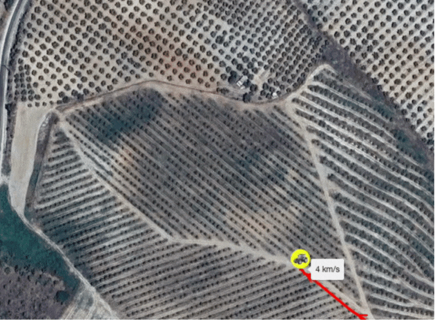 Farmdataractor GPS tracking and real-time field monitoring on satellite map